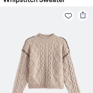 Cable Knit Whipstitch Sweater - Beige